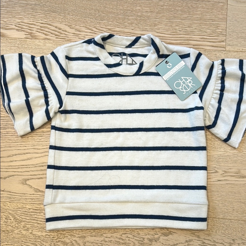 Chic Striped Kids Top - Navy and White